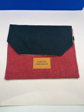 Delta Pink Canvas Clutch with Black Flap
